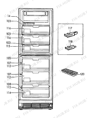 Взрыв-схема холодильника Electrolux TF1107 - Схема узла Internal parts